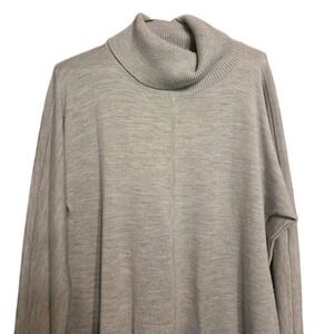 Talbots 100% Pure Merino Wool V-Neck Tunic Long Sleeve Shirt Top M Gray